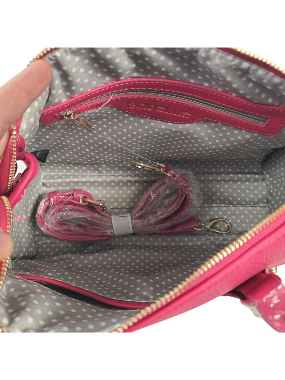 NEW Isabelle Los Angeles Vegan Leather Satchel Handbag Gold Hardware Pink - Picture 7 of 7